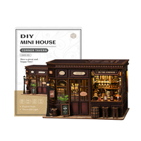 MOQ=1 Pengiriman Langsung (Drop Shipping) Kit Miniatur Sudut Buku Tavern - Rumah Model Miniatur Lengkap dan Set Rumah DIY untuk Pajangan Kreatif