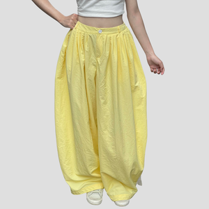 Pantalon élégant de jupe de bourgeon de fleur pour les femmes taille haute été jambe large neuf pouces coupe ample élégant bas - Product Image 3