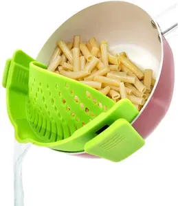 Clip On Silicone Colander Fits All Pots And Bowls Ilicone Food Strainer Hands-Free Pan Strainer Clip-on Kitchen Food Strainer