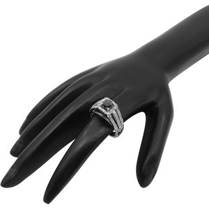 Bague de fiançailles Black Diamond Halo 1,89 carats de diamant rond en or blanc 10K, diamant naturel, bijoux fins pour femmes - Product Image 6