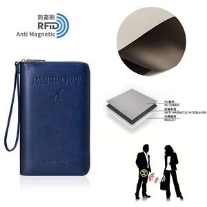 Portefeuille de voyage RFID avec fermeture éclair, <span class=keywords><strong>porte</strong></span>-passeport long pour billets et documents - Idée cadeau promotionnelle - Product Image 4