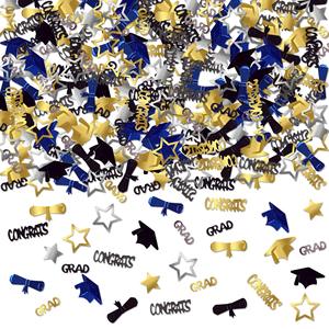 DAMAI Gold Blue and Black Graduation Confetti Congrats <b>Card</b> Confetti Party <b>Table</b> Centerpiece for Graduation Party Supplies - Product Image 4