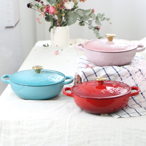 Casserole <span class=keywords><strong>en</strong></span> <span class=keywords><strong>fonte</strong></span> émaillée à double poignée, nouvelle marmite de cuisine pour la maison avec fond antiadhésif pour cuisinière à gaz et à induction, soupe, ragoût - Product Image 6