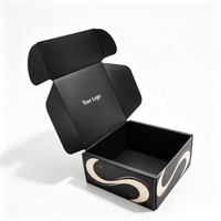 Boîte d'expédition en carton ondulé noir mat avec logo personnalisé, emballage de luxe, boîte cadeau en papier robuste