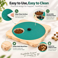 Gamelle interactive rotative en bois pour animaux de compagnie avec bol en acier inoxydable pour chats et chiens – Vente en gros