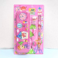 Kit de papeterie très vendu avec étui à crayons en métal, gomme, taille-crayon et poignée de crayon, ensemble de fournitures scolaires multi-designs de dessins animés
