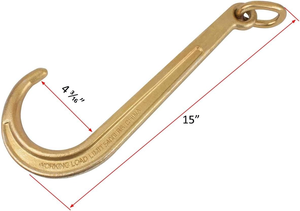 Cadena de remolque soldada con gancho en J de vástago largo de 15 pulgadas G70, conjunto de ganchos RTJ y ganchos de agarre, correa de amarre para cadena de remolque con gancho en J y R para elevación - Product Image 4