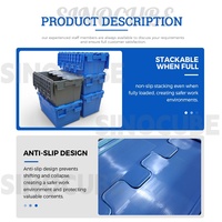 Caisse de transport en plastique Sinocube, empilable, avec couvercle intégré, conteneur de stockage, bac de transport en plastique pour le transport et la livraison