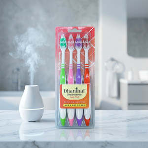 แปรงสีฟันขนนุ่ม PBT ยี่ห้อ Dhanthal แพ็ค 4 ชิ้น สีสันสดใส สำหรับผู้ใหญ่ ดูแลสุขภาพช่องปาก ใช้ในบ้าน แปรงสีฟันเด็ก Dhanthal ขายส่ง - Product Image 4