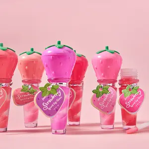 Lip gloss Hersteller Anbieter Benutzer definierte Verpackung Baby & Kinder Sicherheit Ungiftig Schöne Erdbeer kopf Fruchtig Lip gloss