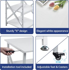Supporto per Stampante Grande, Tavolo Quadrato per Stampante con Ripiano Portaoggetti, Carrello Porta Stampante a 3 Livelli con Ruote Industriali per Casa e Ufficio - Product Image 6