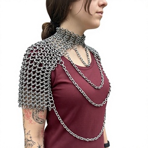 Armure en maille de chaîne en acier inoxydable, bijoux de mode, forme irrégulière, artisanat métallique soudé, accessoire vestimentaire - Product Image 4
