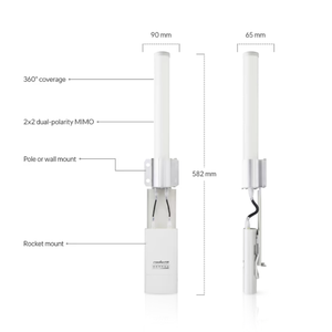 Antena Omnidireccional de Doble Polarización Ubiquiti AMO-5G13 de 10dBi y 5GHz con Función POE, Switch de 10/100/1000Mbps - Product Image 5