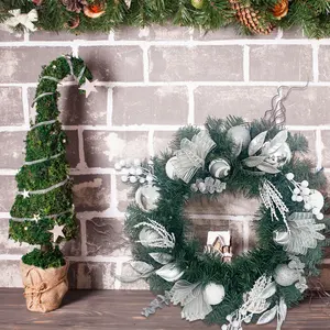 Weihnachtskranz cheap artificial diy simple silver plain nordic large christmas wreath christmas garlands & wreaths