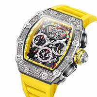ONOLA 6827Q OEM Montre de sport pour homme à faible MOQ, mouvement à quartz, cadran carré 43 mm, boîtier en alliage, bracelet en caoutchouc, montre officielle de haute qualité