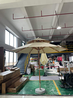 Parasol de luxe à double toit Source Factory, mât en aluminium, base en marbre, imperméable, pour mobilier de jardin et de parc