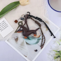 Offre Spéciale : Adorable Pendentif Teckel en Cuir PU pour Sac, Porte-clés de Voiture, Boucle Décorative, Accessoires de Luxe Légers en Corde