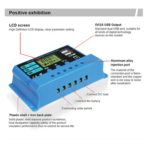 Bộ điều khiển pin năng lượng mặt trời 12v24v 10A 20A 30A Bộ điều khiển sạc năng lượng mặt trời tự động PWM - Product Image 5