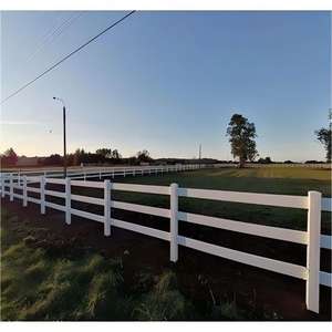 Painéis duráveis da cerca do cavalo do PVC do branco para a exploração agrícola e o jardim dois ou três trilhos - Product Image 4