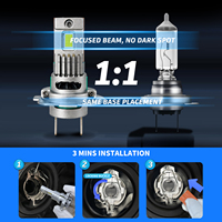 Ampoule LED de phare automobile V4 H7 12V CSP3570 6500K Blanc froid avec ventilateur intégré et contrôle thermique intelligent Plug and Play