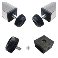 Siyah Kare Boru Ekleme Kitleri, 1"x1" OD Kare Ekleme Parçaları Mobilya Seviyeleme, Ayarlanabilir Dişli Ayaklar, Kare Boru için Seviyeleyici