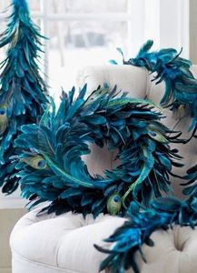 孔雀の花輪 羽根 クリスマスリース ホームドア 壁 窓 結婚式 パーティー ハロウィン 感謝祭 秋の装飾用 - Product Image 4