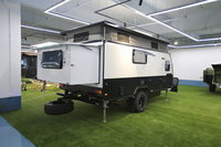 15FT Pop Top Hybrid Camper Caravan for Off Road Travel with Shower Toilet and Kitchen