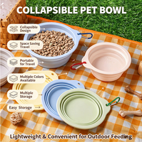 Bol pliable pour animaux de compagnie en plastique, bol à eau pliable portable pour chien avec mousqueton pour les voyages en plein air, le camping et la randonnée