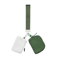 Dompet Mini Wanita dengan Kantong Ganda Lepas Pasang, Tali Pergelangan Tangan dari Nilon, Resleting, Tempat Koin, Gantungan Kunci, dan Tempat Kartu