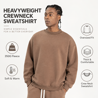 Sweat-shirt à col rond en molleton surdimensionné 350 GSM, épais et chaud, à manches longues, pour homme, style décontracté américain, marque privée, fabrication OEM