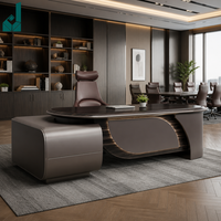Meja Kantor Bentuk L Mewah Modern Berteknologi Tinggi dengan Rangka Kayu Tahan Lama, Laci Arsip, Ideal untuk Kantor CEO & Penggunaan di Rumah