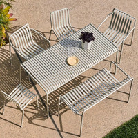 Chaises d'extérieur décontractées de style nordique, idéales pour les cours, les salons de thé, les cafés, les jardins – Chaises en fer gris à pieds droits