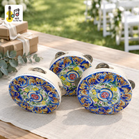 Tambourin bleu méditerranéen à imprimé citron, 6 pouces, tambourin à main en bois, style italien, instrument pour mariage, église, fête, souvenir