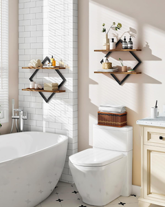 Estantes Colgantes de Madera de 2 Niveles para Sala de Estar, Dormitorio, <span class=keywords><strong>Cocina</strong></span>, Oficina, Estudio, Marrón Rústico - Product Image 4