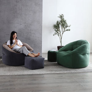 <span class=keywords><strong>Fauteuil</strong></span> en velours et papillon de haute qualité, bleu foncé et rotin, Design amusant et confortable, haricots, avec tabouret - Product Image 4