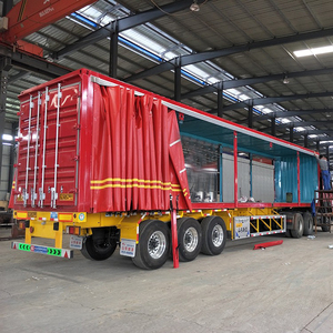 Tri-axle Three <strong>Trailer</strong> <strong>Side</strong> Open Container <strong>Side</strong> <strong>Curtain</strong> Semi <strong>Trailer</strong> in Uzbekistan