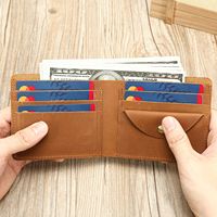 Dompet pendek kulit kuda gila, Cross-Border buatan tangan pria desain sederhana