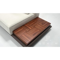 Sofa Tiga Dudukan Berbentuk Horizon Minimalis Italia dengan Kain Pelapis, Meja Samping Kayu Solid untuk Sudut Ruangan Besar
