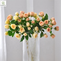 Bunga Ranunculus Pink White Tea Rose Buatan Berkualitas Tinggi 7 Tangkai, Sentuhan Realistis, untuk Dekorasi Pernikahan, Rumah, dan Pesta