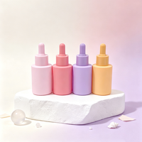 Vente en gros de flacons compte-gouttes en verre mat couleur macaron de 30 ml (1 oz) pour huiles essentielles, soins capillaires et sérums, avec compte-gouttes