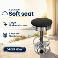 Tabouret de bar pivotant réglable avec vérin à gaz, hauteur 65 à 87 cm, capacité 270 lbs, base ronde chromée, repose-pieds, siège rembourré, style moderne pour salle à manger