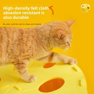 Wholesale Felt Cheese Shaped <strong>Cat</strong> Bed, Multi-hole Play Tunnel <strong>Cat</strong> <strong>Hideaway</strong>, Breathable Indoor <strong>Cat</strong> Sleeping House with Toy Ball - Product Image 3