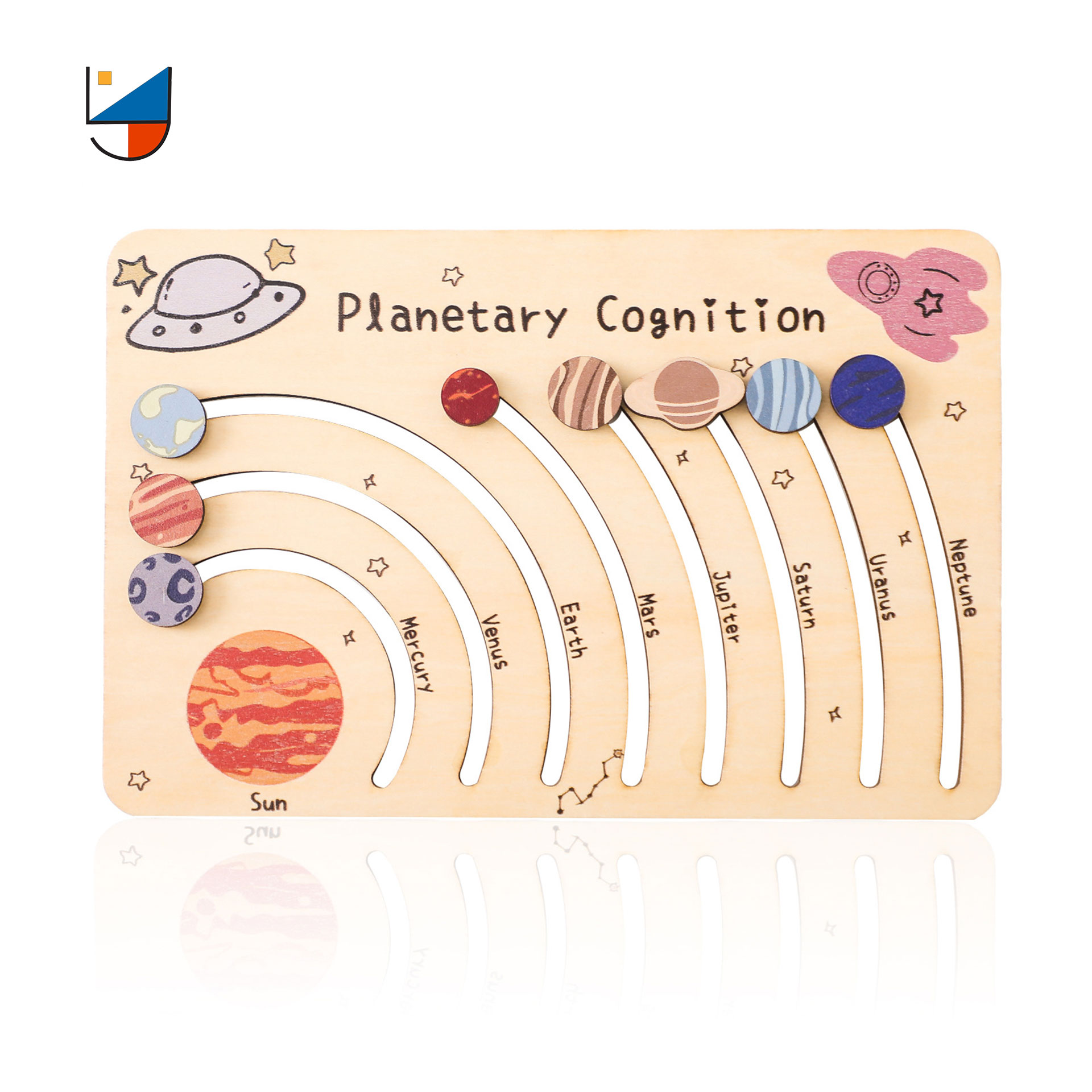 XINCHEN Wooden Cognitive Board Children Sliable Toy Kids Galaxy Planets Cognition Game Board Baby Eight Planets Solar Toys