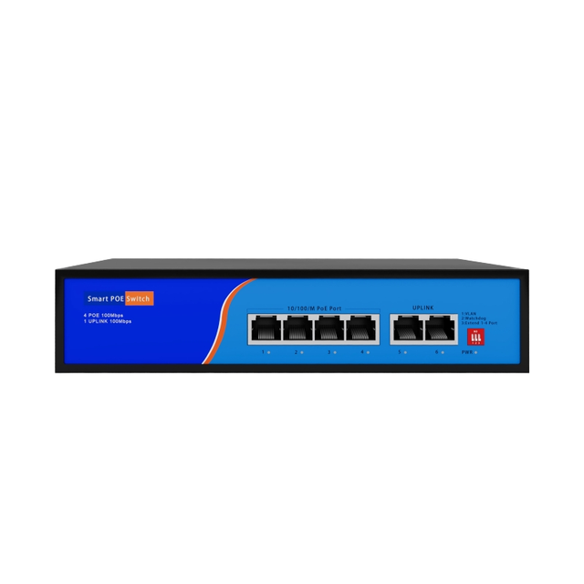 Enterprise-Class Unmanaged PoE Switch RJ45 Ethernet 10/100Mbps QoS Stackable VLAN Support Seamless Networking Wireless APs IP