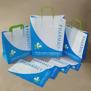 薬のためのバッグ印刷された医療用Paperpe獣医の再利用可能なコットンホワイト薬局サプライヤーホイル裏地付き薬局紙袋