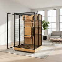 Cage à oiseaux en bois écologique faite à la main, de taille moyenne, pour perroquets, avec un design d'exposition, meubles de maison pour animaux de compagnie tendance