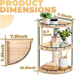 Estante de Almacenamiento de Cocina de Madera de 3 Niveles, Tipo Lazy Susan, Color Madera Natural, para Organización de Encimera - Product Image 5