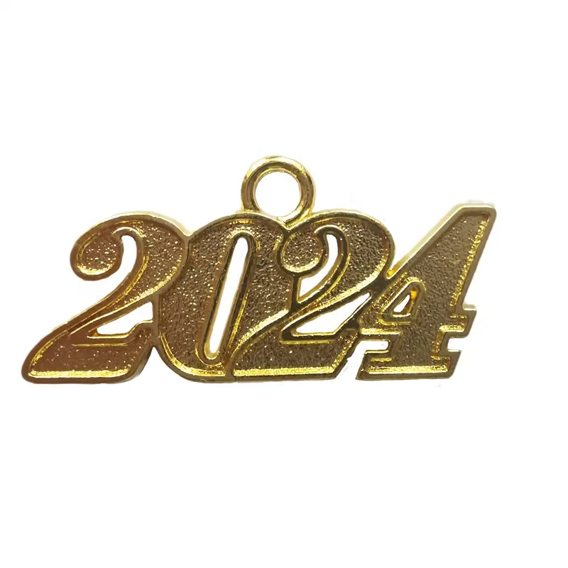 Ano novo 2024 pingente graduação borla charme 2024 Ano Signet Gold silver Charme para Graduação Borlas