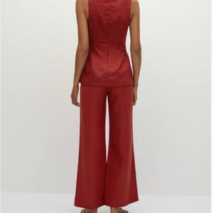 Nouvelle Collection 2025 – Ensemble Robe en Lin OEM Tendance pour Femme – Vente Chaude – Tenue Décontractée d'Été 2 Pièces : Haut et Robe Courte sans Manches en Coton à Motif Uni - Product Image 3