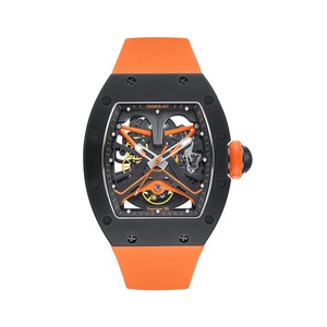 Người Đàn Ông Sang Trọng Của 44Mm Hình Thùng Đồng Hồ Cơ Khí Skeletonized Quay Số Phát Quang Tay Sợi Carbon Cao Su Báo Động Diver Biểu Tượng Tùy Chỉnh - Product Image 1